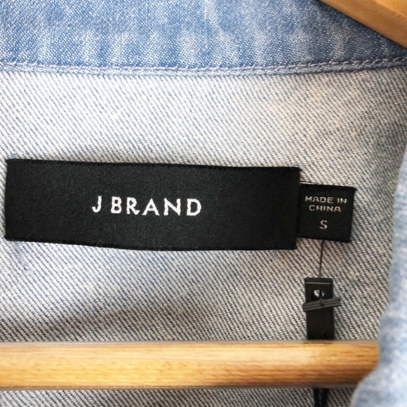 New with tag J Brand Women’s Cyra Polka Dot Panel Crop Denim Blue Jean Jacket - Picture 13 of 16